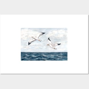 Seagulls over the sea Posters and Art